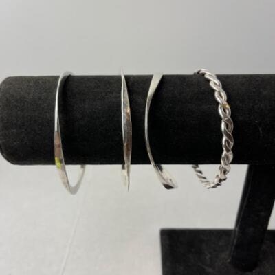 K744 Set of Four Sterling Slip On Bangle Bracelets