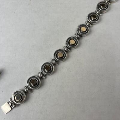 K746 Sterling Silver Goldtone Shablool Watch, Bracelet Set