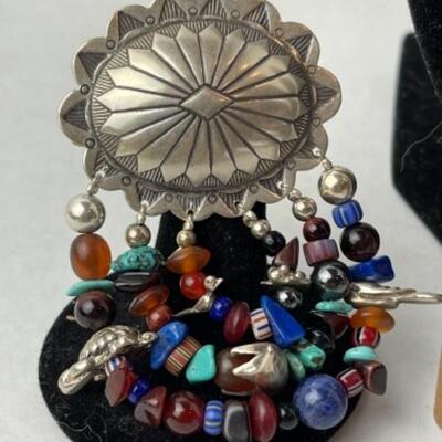 K751 Southwestern Style Pin/ Earring Set 