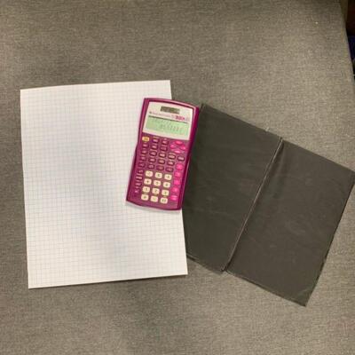 #369 Pink Texas Instrument Calculator & Paper