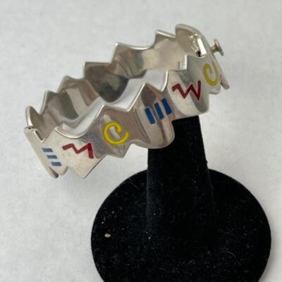 K753 Sterling Multi colored Sterling Bangle and Watch 