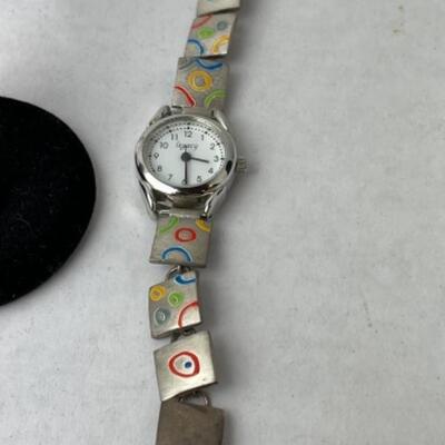 K753 Sterling Multi colored Sterling Bangle and Watch 