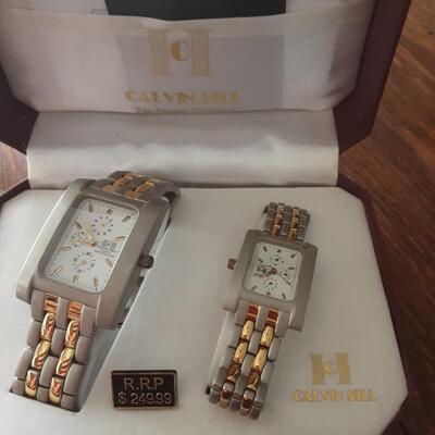 Buck 317 double blade knife and Calvin Hill mens/ladies watch set