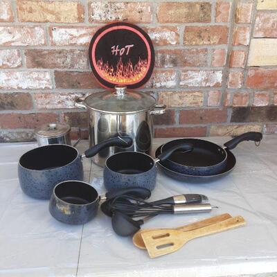 lot 305 - Bin of Dishes, pots and pans