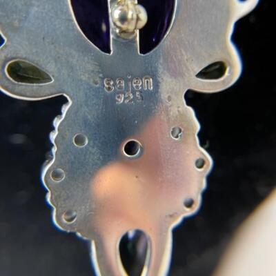 K692 Sterling TABU Earring & Sajen Goddess Face Pin Pendant 