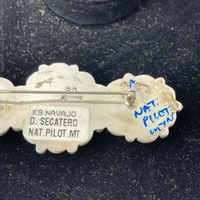 K762 National Pilot Mountain Turquoise 3 Stone Sterling Pin