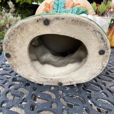 Ceramic planter bird bath with frogs