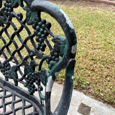 Vintage cast iron bench, two seater grape design