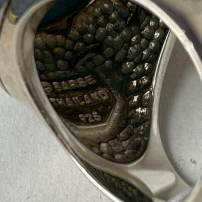 K764 Sterling Silver Turquoise Accent Ring by Barse 