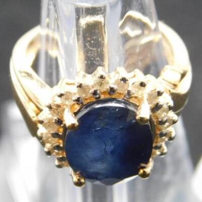 14 KT Gold Lady's Sapphire Ring with Diamonds .40 ctw  5.5 grams