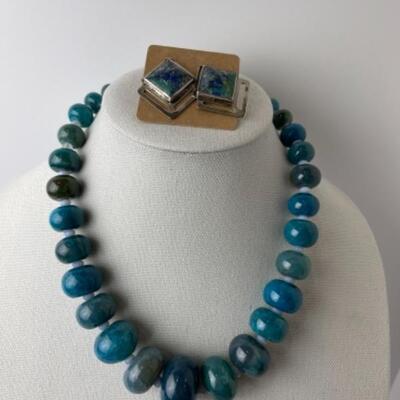 K766 Teal Blue Apatite 20â€ Necklace by Amy Kahn Russell with Earrings 