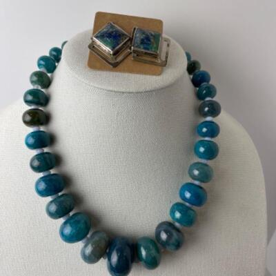 K766 Teal Blue Apatite 20â€ Necklace by Amy Kahn Russell with Earrings 