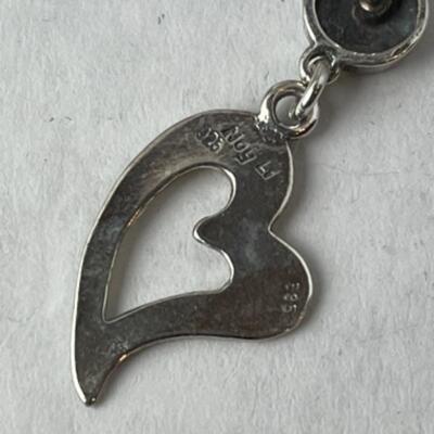 K767 Sterling Silver Heart Link Necklace and Earrings Set 