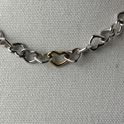 K767 Sterling Silver Heart Link Necklace and Earrings Set 