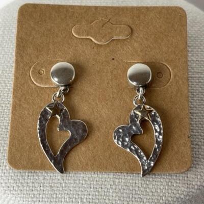 K767 Sterling Silver Heart Link Necklace and Earrings Set 