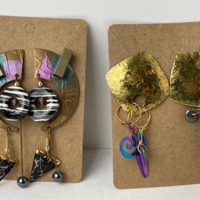 K769 Two Pairs of Artisan Made Contemporary Pierced Earrings 
