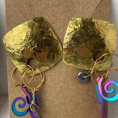 K769 Two Pairs of Artisan Made Contemporary Pierced Earrings 