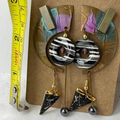 K769 Two Pairs of Artisan Made Contemporary Pierced Earrings 