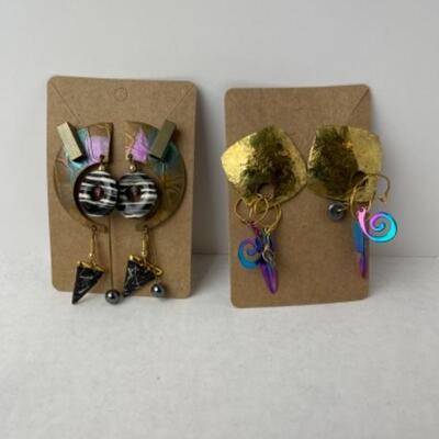 K769 Two Pairs of Artisan Made Contemporary Pierced Earrings 