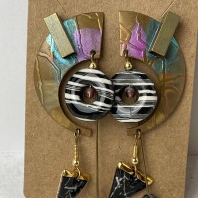 K769 Two Pairs of Artisan Made Contemporary Pierced Earrings 