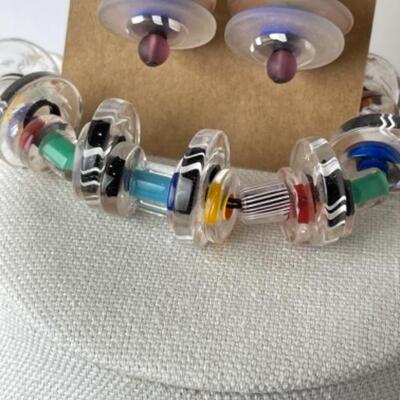 K772 Artisan made Glass Beaded Necklace, Bracelet, Earrings Set