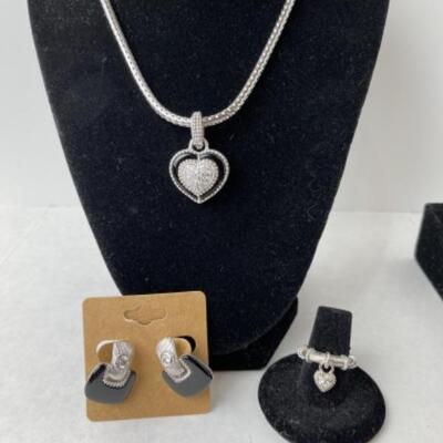 K776 Sterling Onyx Judith Ripka 3pc Jewelry Set 