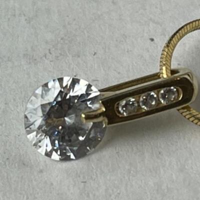 K779 18k & 14k Yellow Gold Necklace CZ Earring Set 