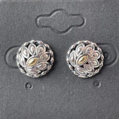 K- 1279. 14k Sterling Angela by John Hardy Button Pierces Earrings