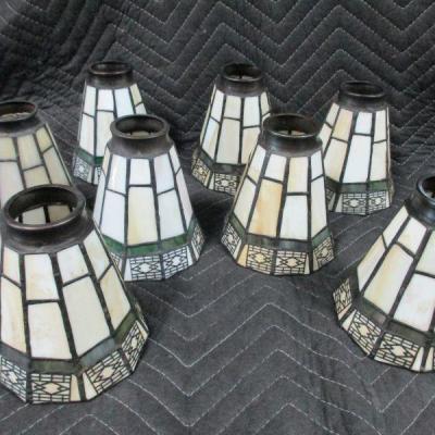 Lot 80 -Set of 8 Vintage Tiffany Style Chandelier Lamp Shades