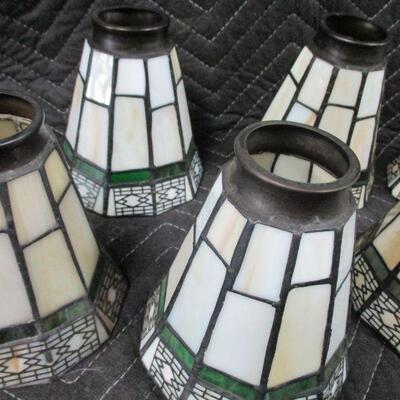 Lot 80 -Set of 8 Vintage Tiffany Style Chandelier Lamp Shades