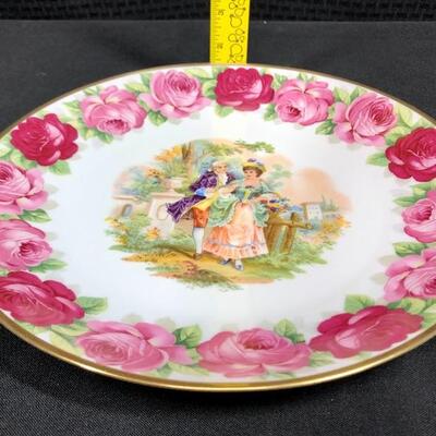 Antique Victorian Couple Pink Roses 11.5