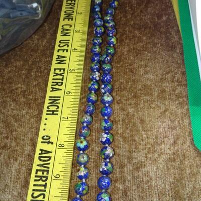 Royal Blue Cloisonné Beaded Necklace 