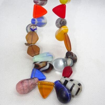 Glass & Trade Beaded Necklace, Tribal - Brilliant Colors