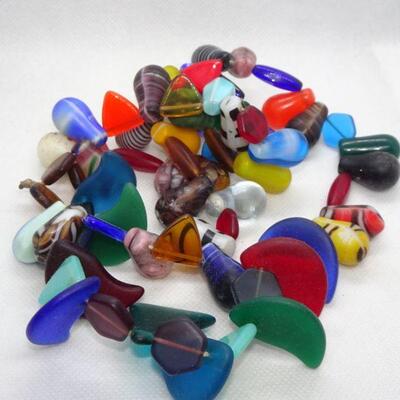 Glass & Trade Beaded Necklace, Tribal - Brilliant Colors