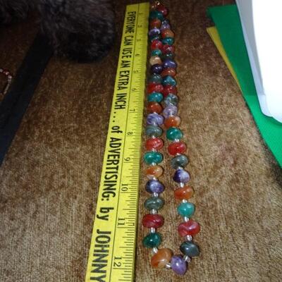 Multi Colored Faux Gemstone Necklace - Light Weight 