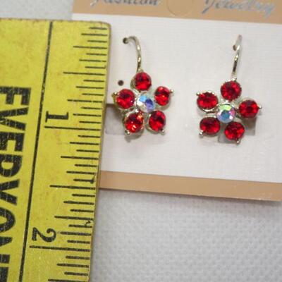 Pretty Red Flower Drop Earrings