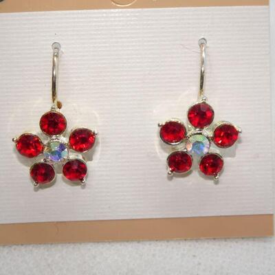 Pretty Red Flower Drop Earrings