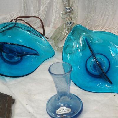 Lot 39 Lamp parts and repair collectibles Mystery blue glass pieces