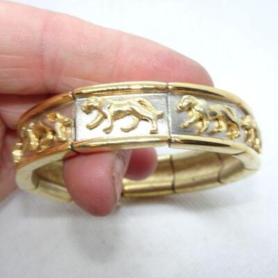 Leopard gold tone Cuff Bangle Bracelet 