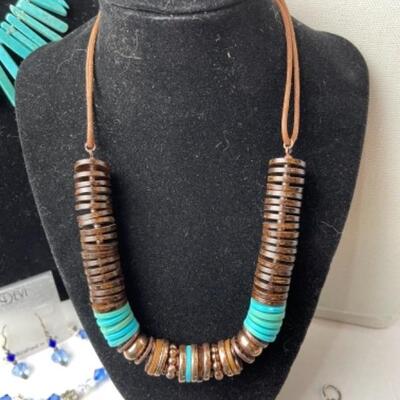 K925 Turquoise, Beaded, Rhinestone jewelry lot  