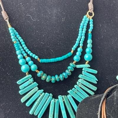 K925 Turquoise, Beaded, Rhinestone jewelry lot  