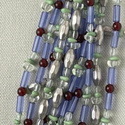 K927 Set of 3 Blue Beaded Costume Necklace 