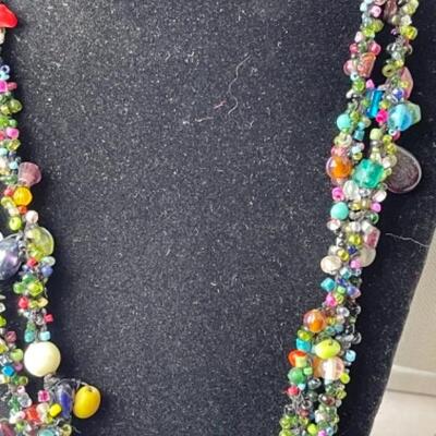 K928 Three Piece Pearl Purple Beaded Glass Lot 