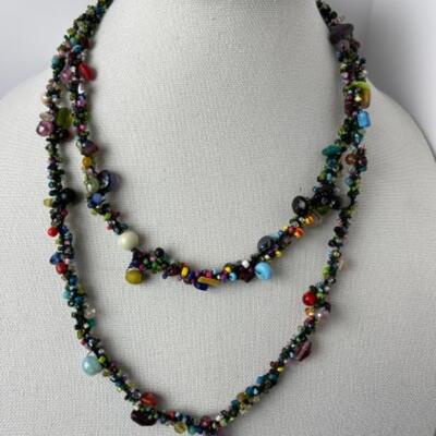 K928 Three Piece Pearl Purple Beaded Glass Lot 