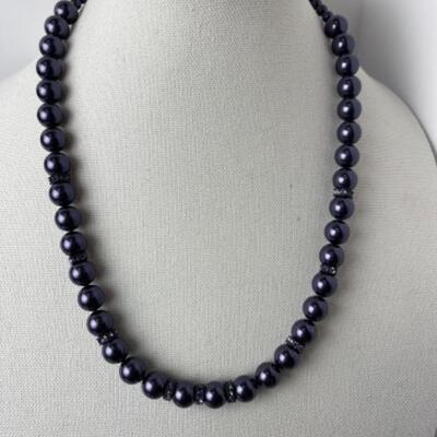 K928 Three Piece Pearl Purple Beaded Glass Lot 