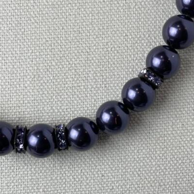 K928 Three Piece Pearl Purple Beaded Glass Lot 