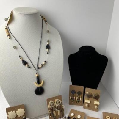 K936 Bone, Black, Artisan Jewelry Lot 