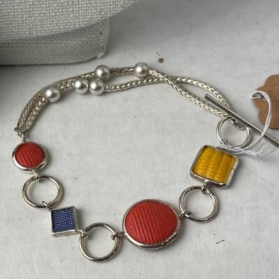 K937 Rainbow Felt Wool Beaded Necklace by CA. Artist