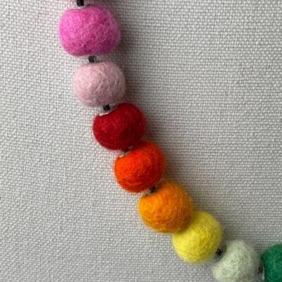 K937 Rainbow Felt Wool Beaded Necklace by CA. Artist