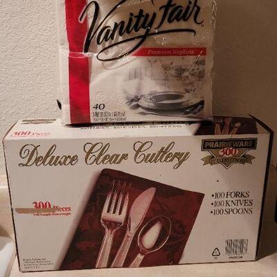Lot 19; New Plastic Cutlery Set + Vanity Fair Napkins 